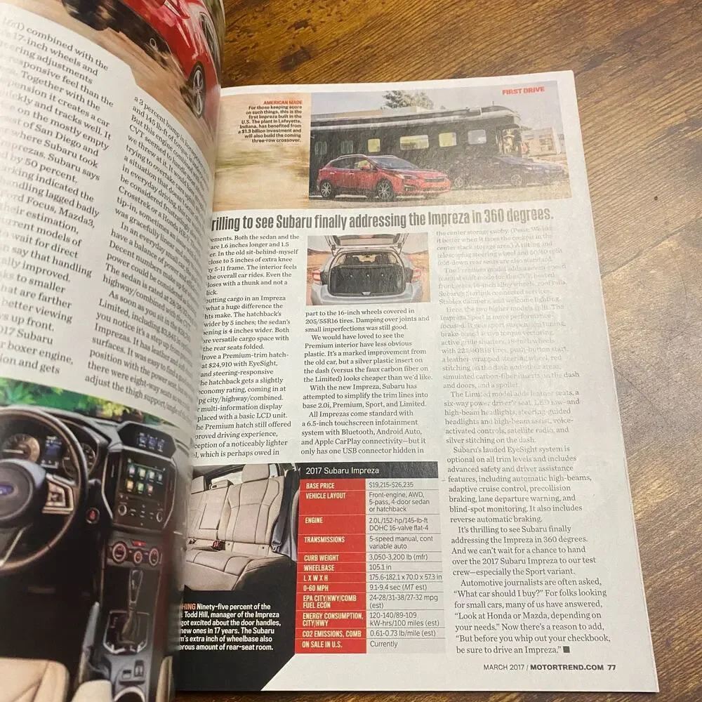 Motor Trend Magazine March 2017 Born Again! New Camry & NASCAR Racer